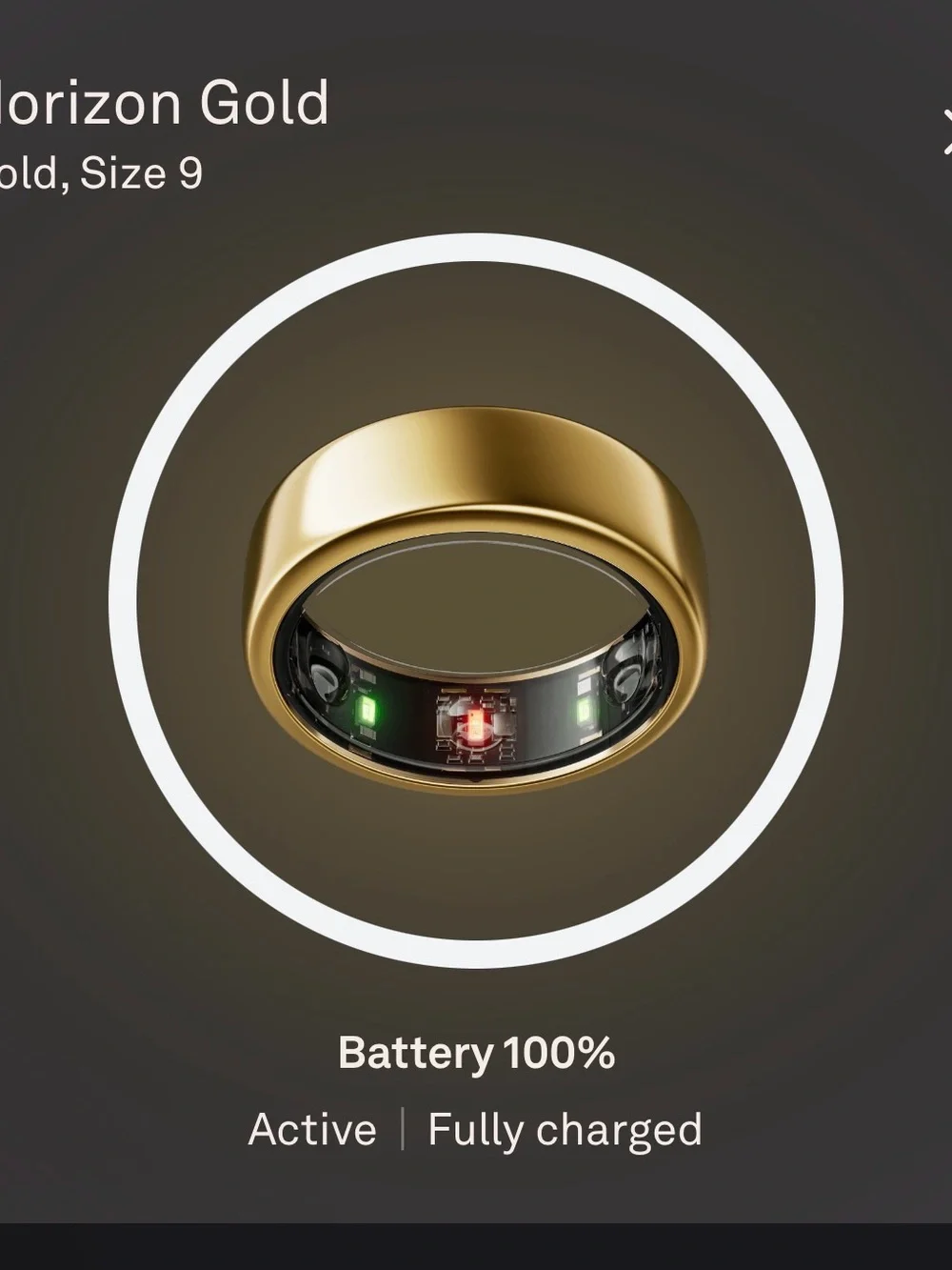 Oura Gold Ring with Charging Dock Size 9
